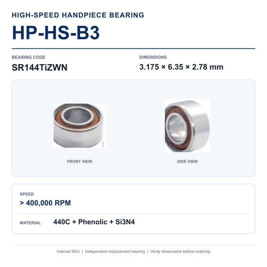 HP-HS-B3 SR144TiZWN high-speed dental handpiece bearing, 3.175 × 6.35 × 2.78 mm