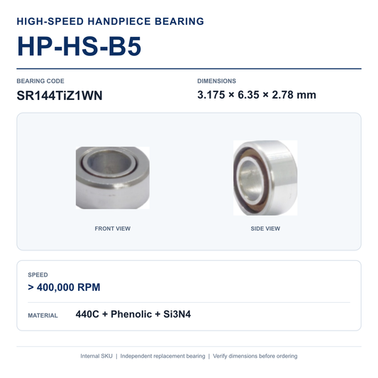 HP-HS-B5 SR144TiZ1WN high-speed dental handpiece bearing, 3.175 × 6.35 × 2.78 mm