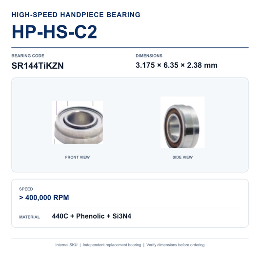 HP-HS-C2 SR144TiKZN high-speed dental handpiece bearing, 3.175 × 6.35 × 2.38 mm