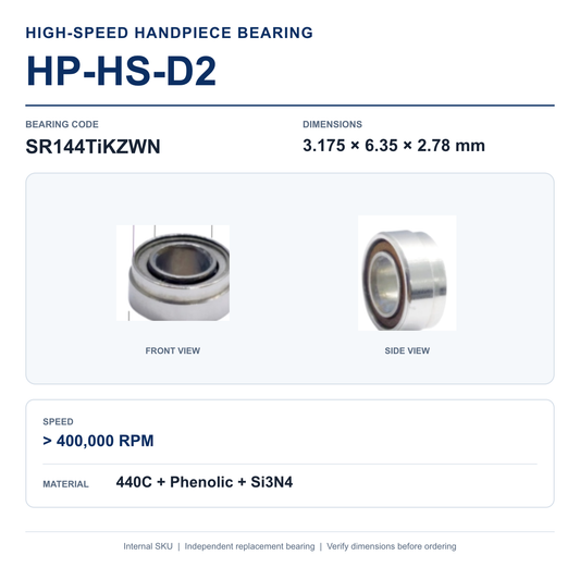 HP-HS-D2 SR144TiKZWN high-speed dental handpiece bearing, 3.175 × 6.35 × 2.78 mm