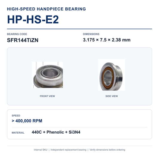 HP-HS-E2 SFR144TiZN high-speed dental handpiece bearing, 3.175 × 7.5 × 2.38 mm