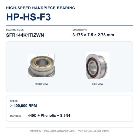 HP-HS-F3 SFR144K1TiZWN high-speed dental handpiece bearing, 3.175 × 7.5 × 2.78 mm