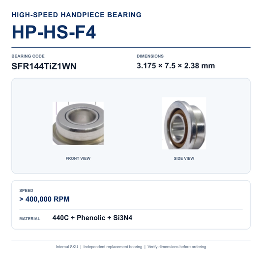 HP-HS-F4 SFR144TiZ1WN high-speed dental handpiece bearing, 3.175 × 7.5 × 2.38 mm