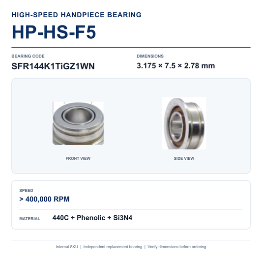 HP-HS-F5 SFR144K1TiGZ1WN high-speed dental handpiece bearing, 3.175 × 7.5 × 2.78 mm