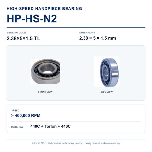 HP-HS-N2 2.38×5×1.5 TL high-speed dental handpiece bearing, 2.38 × 5 × 1.5 mm