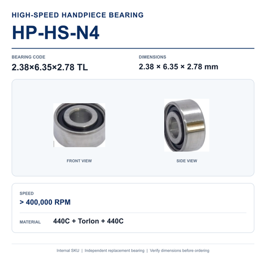 HP-HS-N4 2.38×6.35×2.78 TL high-speed dental handpiece bearing, 2.38 × 6.35 × 2.78 mm