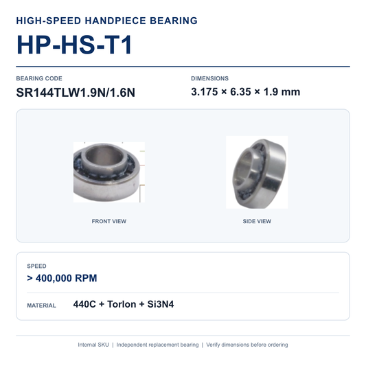 HP-HS-T1 SR144TLW1.9N/1.6N high-speed dental handpiece bearing, 3.175 × 6.35 × 1.9 mm