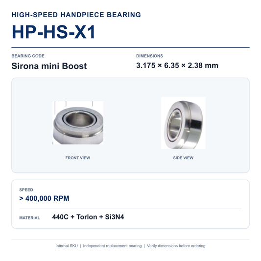 HP-HS-X1 Sirona mini Boost high-speed dental handpiece bearing, 3.175 × 6.35 × 2.38 mm
